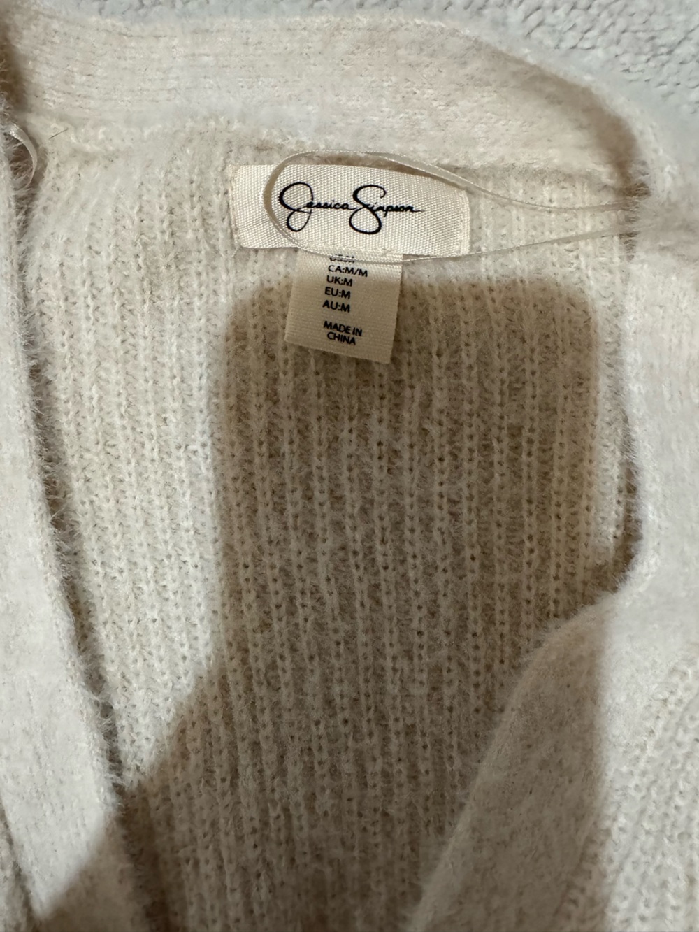 Jessica Simpson Cream Ribbed Button-Up Cardigan - Picture 2 of 3